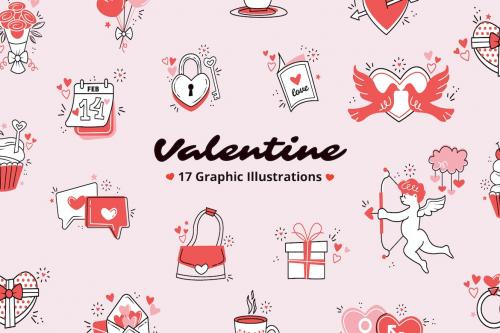 Valentine Doodle Graphics Illustration