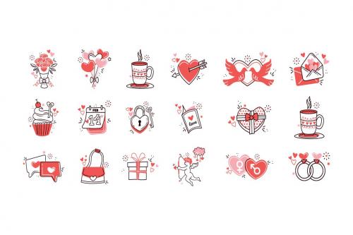 Valentine Doodle Graphics Illustration