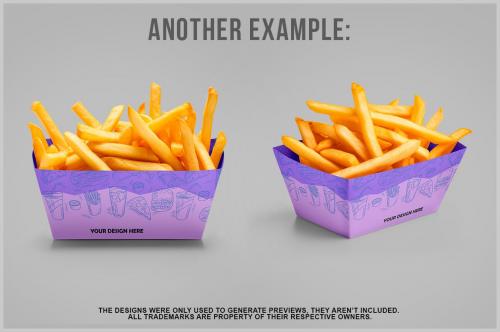 Box with French Fries Mockup