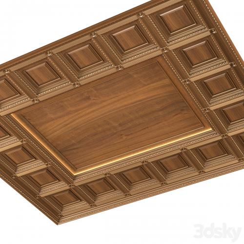 Ceiling set classic style.Classic wooden illuminated coffered ceiling