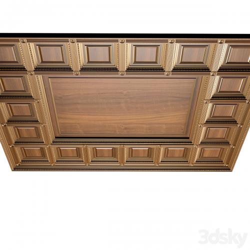 Ceiling set classic style.Classic wooden illuminated coffered ceiling