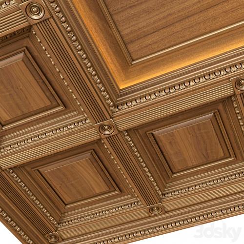 Ceiling set classic style.Classic wooden illuminated coffered ceiling