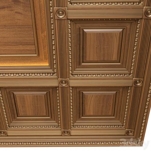 Ceiling set classic style.Classic wooden illuminated coffered ceiling