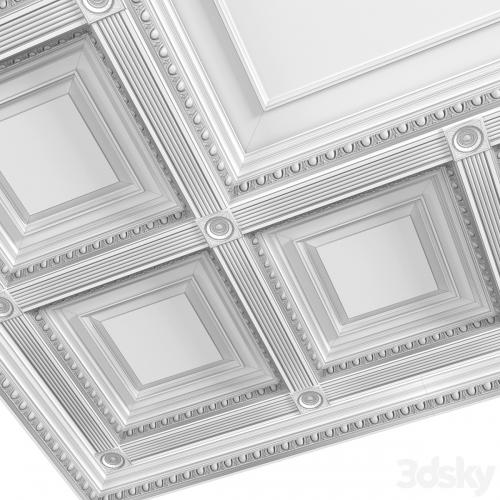 Ceiling set classic style.Classic wooden illuminated coffered ceiling