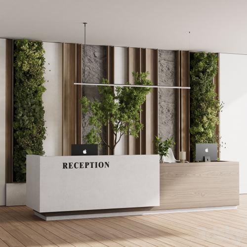 Reception Desk and Wall decor - office furniture 22 vray