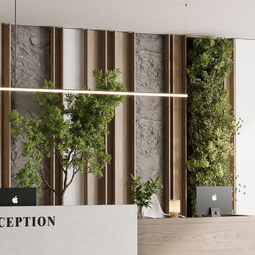 Reception Desk and Wall decor - office furniture 22 vray