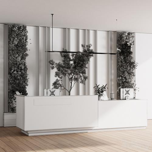 Reception Desk and Wall decor - office furniture 22 vray