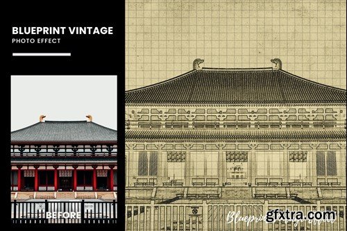 Blueprint Vintage Photo Effect 8JH7DGC