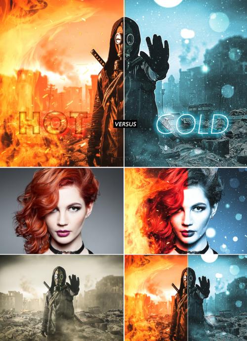 Hot Fire and Freezing Cold Effect Mockup - 357902605