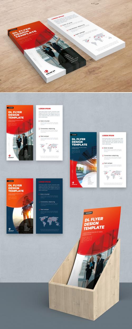 Red DL Flyer Layout with Abstract Circles - 357915995