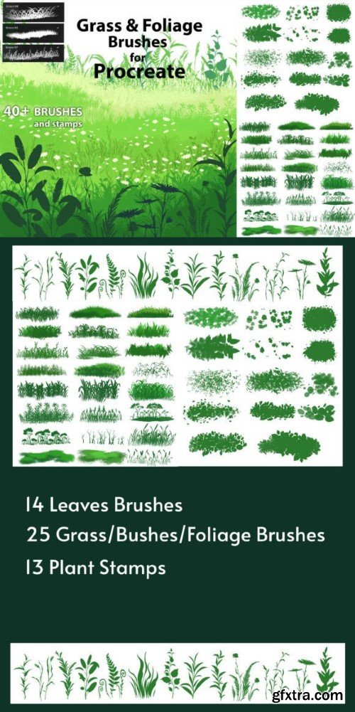 Grass & Foliage Brushes - Procreate