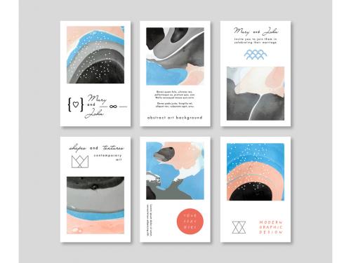 Set of Poster Card Layouts with Abstract Background - 358097687