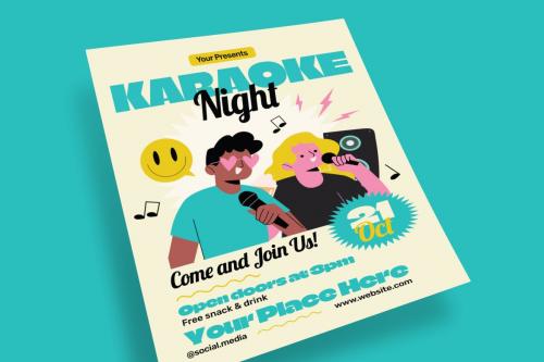 Karaoke Night Flyer AI & EPS Template