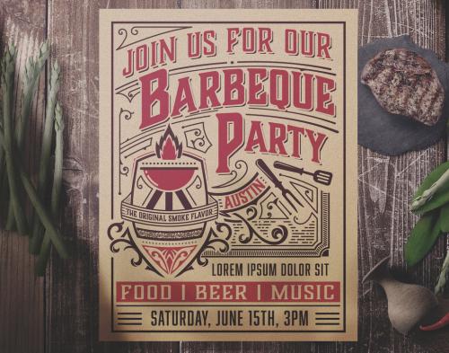 Vintage Bbq Party Flyer Layout - 358164440