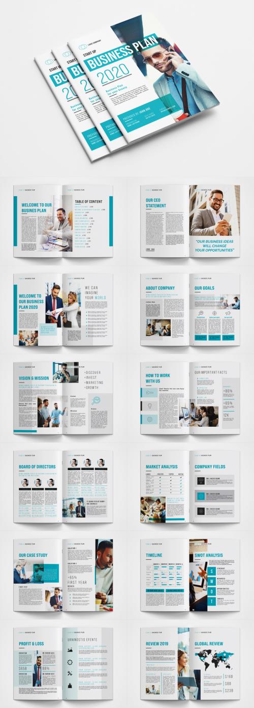 Business Plan Layout with Blue Accents - 358338620