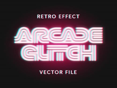 Retro Neon Glitch Effect Mockup - 358340178