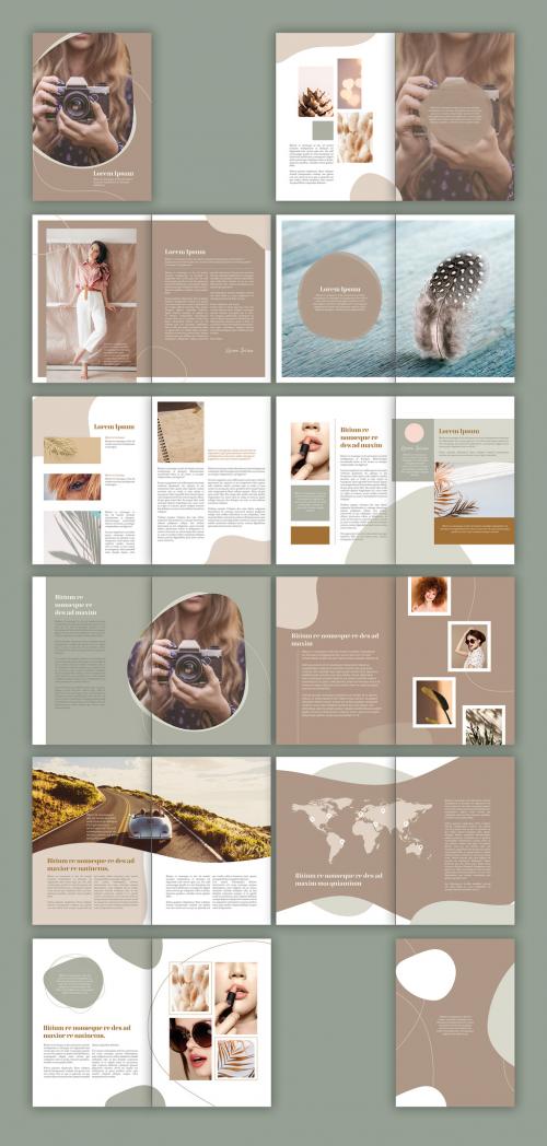 Multipurpose Magazine Layout with Brown Accents - 358343832