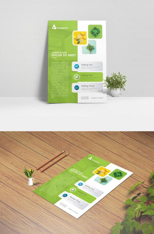 Minimal Green Flyer Layout with Circular Elements - 358370457