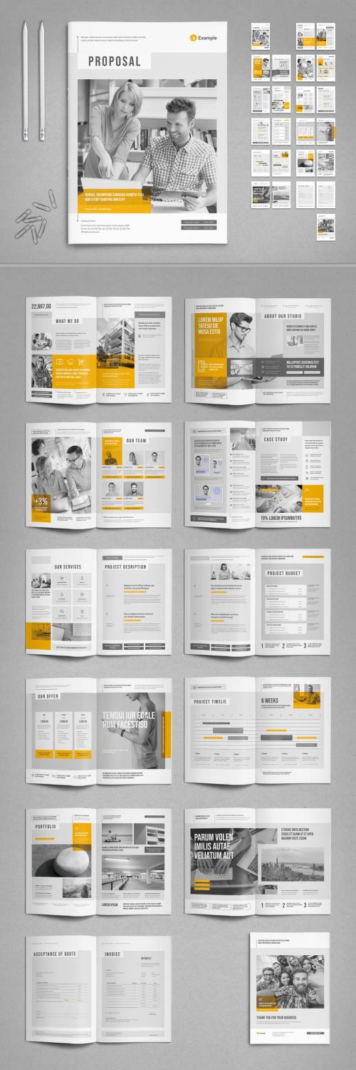 Agency Proposal Layout in Light Gray with Yellow Accents - 358375679