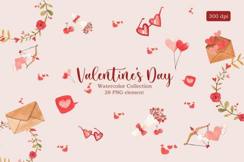 Valentine's Day Watercolor Collection