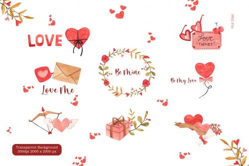 Valentine's Day Watercolor Collection