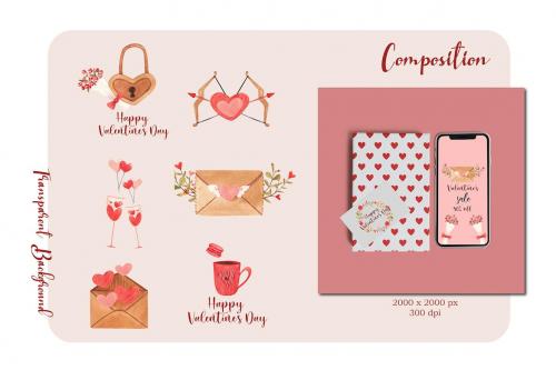Valentine's Day Watercolor Collection