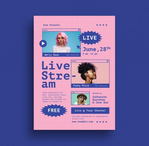 Live Stream Event Flyer Layout - 358403715