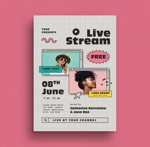 Live Stream Event Flyer Layout - 358403732