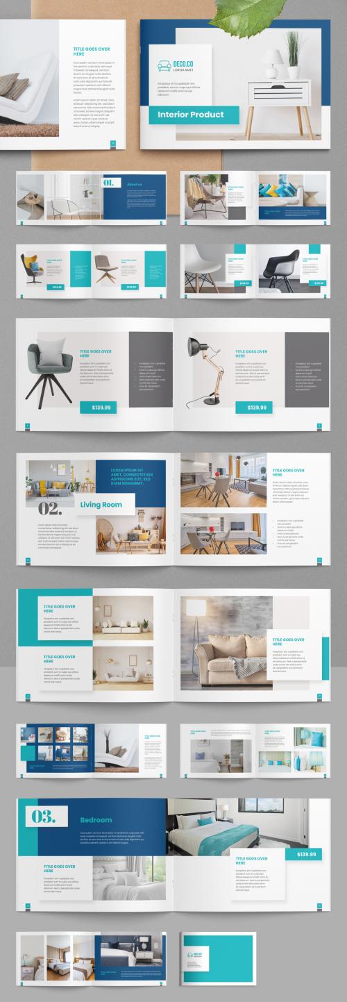 Product Catalog Layout with Turquoise Accents - 358598887