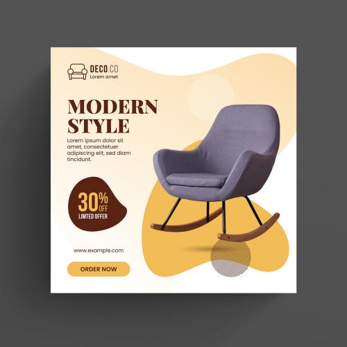 Furniture Sale Social Media Post Layout with Modern Shape Elements - 358605364