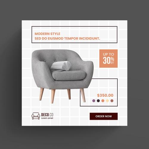 Furniture Sale Social Media Post Layout with Rectangle Elements - 358605388