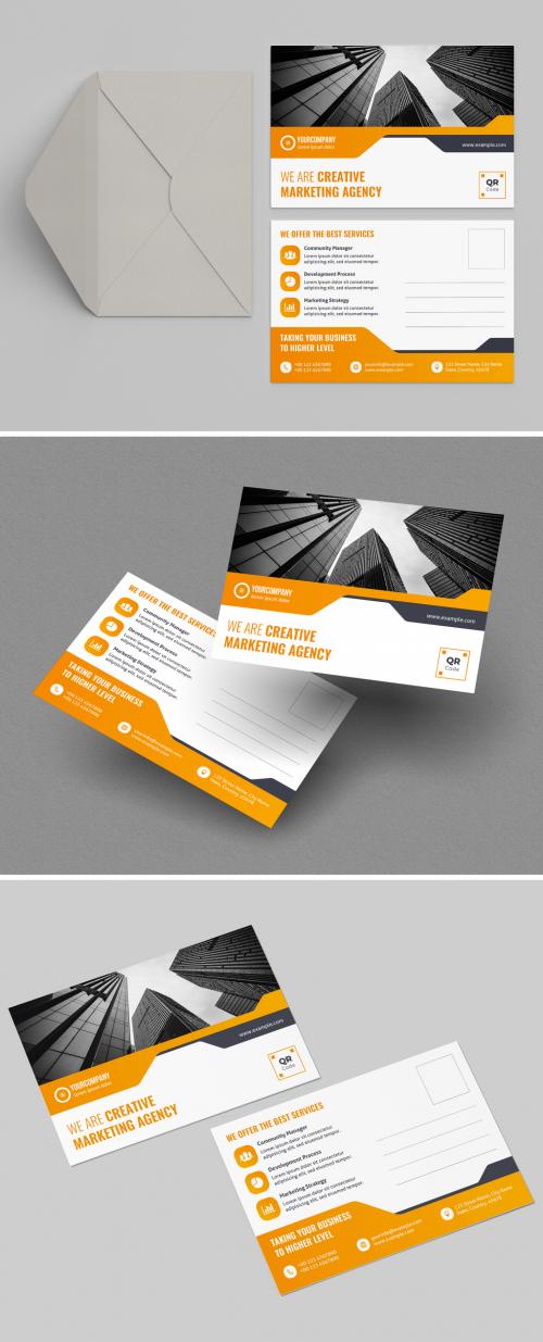 Postcard Layouts with Orange Gradient Accents - 358605412