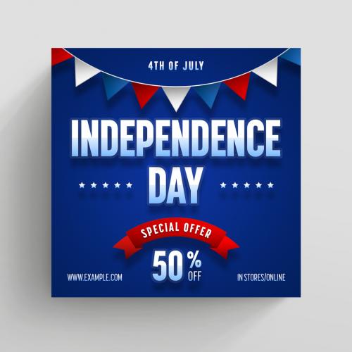 Independence Day Sale Social Media Post Layout with Red Accents - 358607713