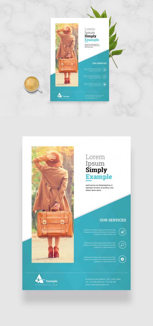 Business Flyer Layout with Teal Accents - 358634765