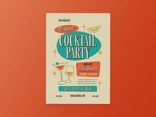 Virtual Cocktail Party Flyer Layout - 359478357