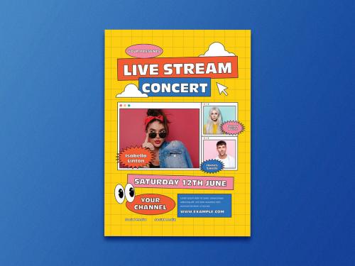 Live Stream Music Flyer Layout - 359478458