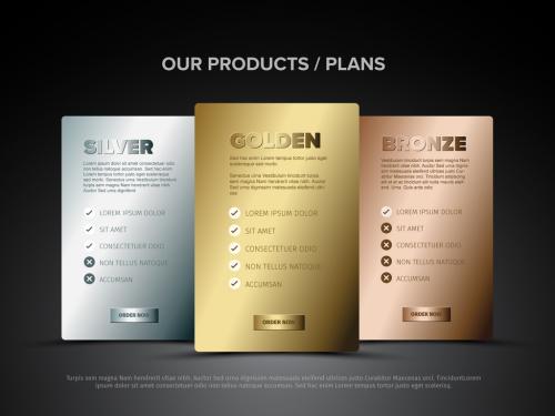 Golden, Silver and Bronze Subscription Plan Layouts - 359502906