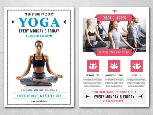 Yoga Flyer Layouts with Blue and Pink Accents - 359535026