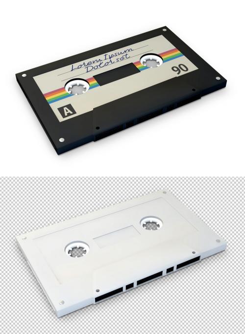 Cassette Tape Mockup on Transparent Background - 359536646