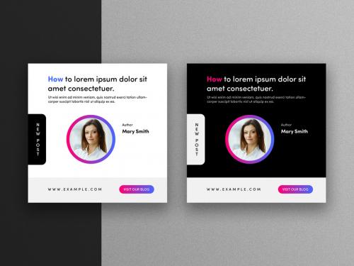 Blog Social Media Post Layouts with Light and Dark Colors - 359756149