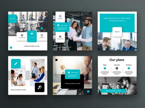 Business Social Media Layouts with Teal Accents - 359756487