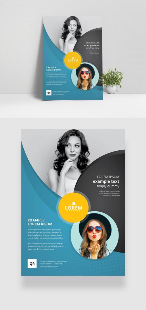 Corporate Business Flyer Layout with Black Accents - 359942066