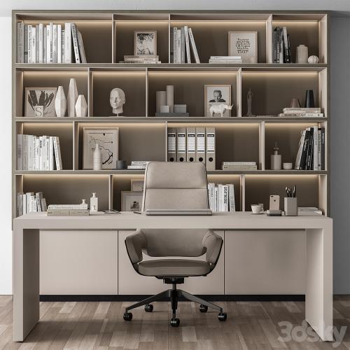 Boss Desk and Library Beige - Office Furniture 319