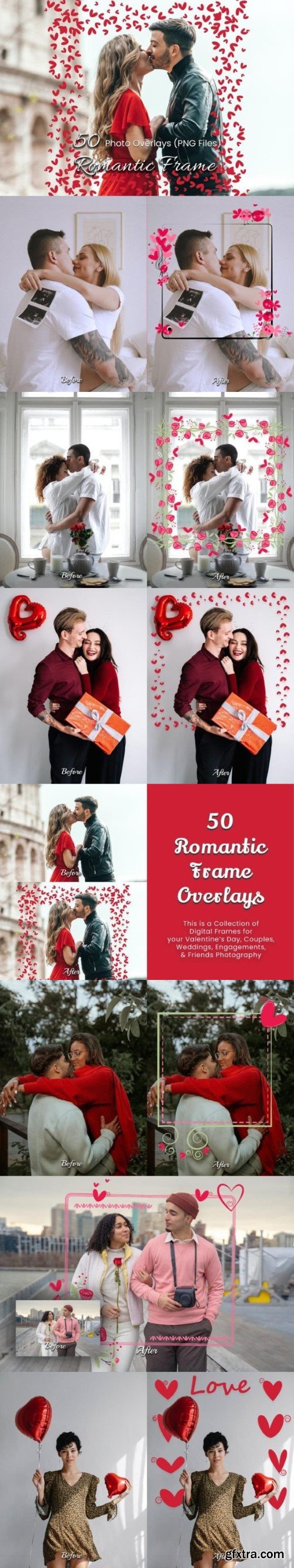 50 Romantic Frame Photoshop Overlays