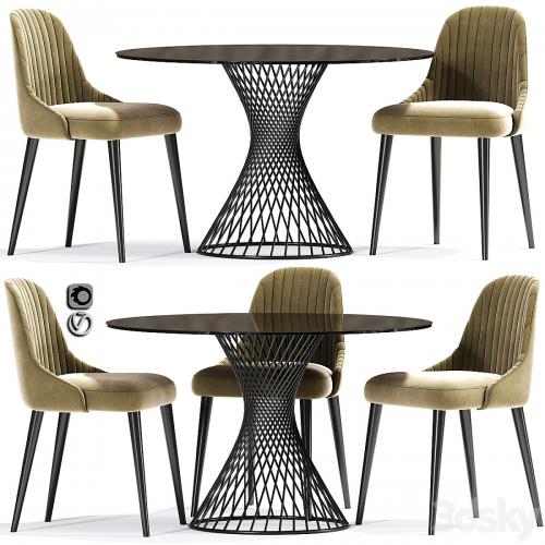 Calligaris Vortex Table And Strip Chair