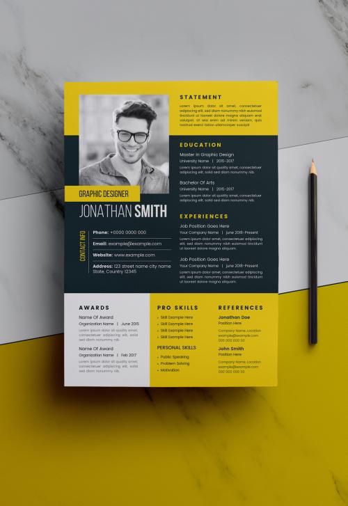 UI and UX Designer Resume Layout with Orange Accents - 360314526