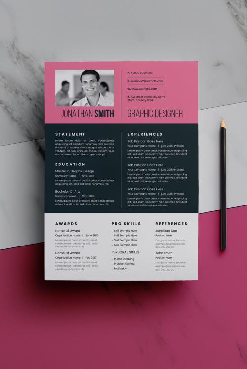 Pink Resume or CV Layout - 360314573