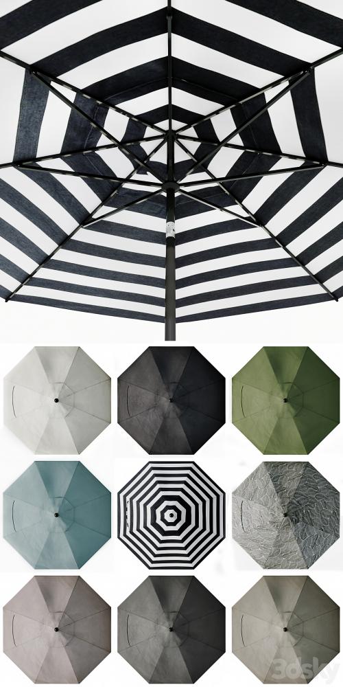 9' Sunbrella Black Cabana Stripe Outdoor Patio Umbrella with Black Tilt Frame + Reviews