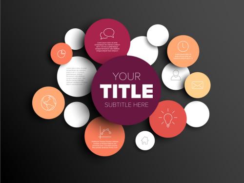 Dark Infographic with Red Circular Elements - 360519296