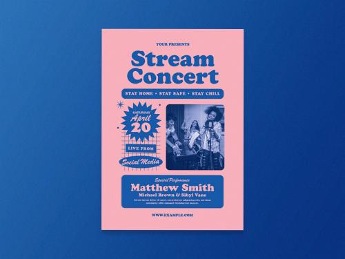 Live Stream Concert Flyer Layout - 360529676